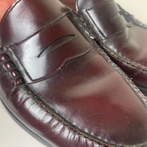 Bostonian Men's Leather Penny Loafer Shoes Pinch Mocassin Toe Burgundy Size 13 D - Picture 6 of 15